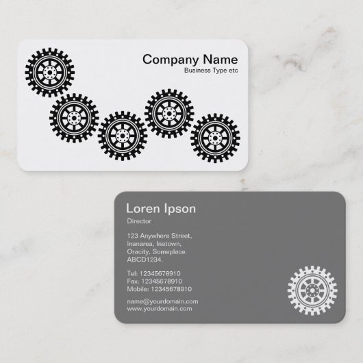 Fünf Gänge II - Schwarz und Weiß - Grau zurück Visitenkarte (Vorne/Hinten)