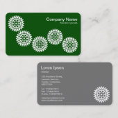 Fünf Gänge II - Weiß auf dunkelgrün - Grau zurück Visitenkarte (Vorne/Hinten)