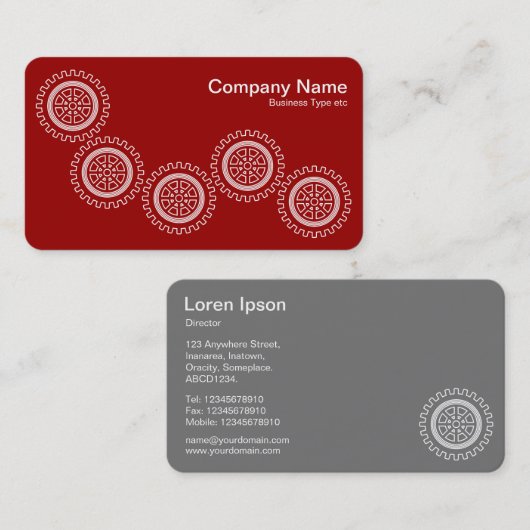 Fünf Gänge - Ruby Red - Grau zurück Visitenkarte (Vorne/Hinten)