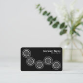 Fünf Gänge - weiß auf schwarz - grau hinten Visitenkarte (Stehend Vorderseite)