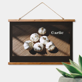 Fünf ganze Gewölbe Knoblauch rustikale Küche Wandteppich Mit Holzrahmen