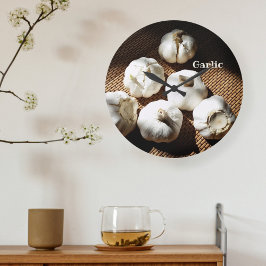 Fünf ganze Knoblauchzehen Große Wanduhr