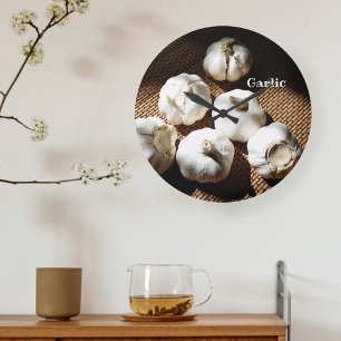 Fünf ganze Knoblauchzehen Große Wanduhr