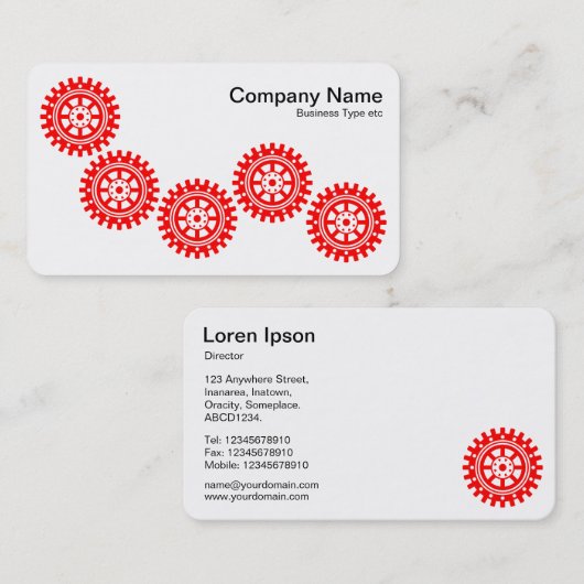 Fünf Gears II - Rot und Weiß Visitenkarte (Vorne/Hinten)