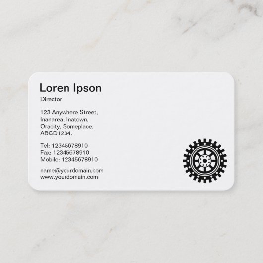 Fünf Gears II - Schwarz und Weiß Visitenkarte (Rückseite)