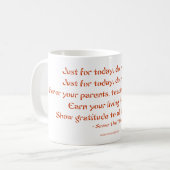 Fünf Gebote von Reiki: Wörter, zum vorbei zu leben Kaffeetasse (Vorderseite Links)