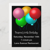 Fünf Geburtstagsballons im 50. Party Einladung (Vorne/Hinten)