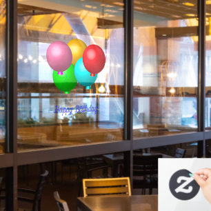 Fünf Geburtstagsballons mit individuellem Glückwun Fensteraufkleber