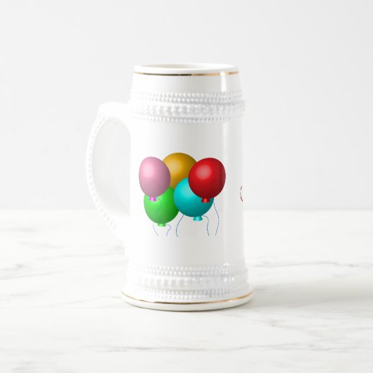Fünf Geburtstagsballons Personalisierter Name Bierglas (Vorderseite Links)