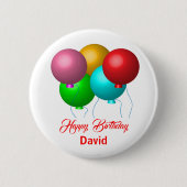 Fünf Geburtstagsballoons Personalisiert Happy Birt Button (Vorderseite)