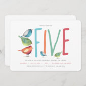 Fünf Geburtstagsparty Einladung (Vorne/Hinten)
