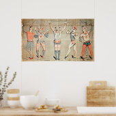 Fünf gefeierte Clowns an Sandstränden Poster (Küche)