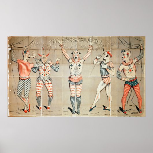 Fünf gefeierte Clowns an Sandstränden Poster (Vorne)