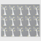 Fünf gelbe Vögel in einem Baum Geschenkpapier (Flach)