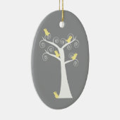Fünf gelbe Vögel in einem Baum Keramik Ornament (Rechts)