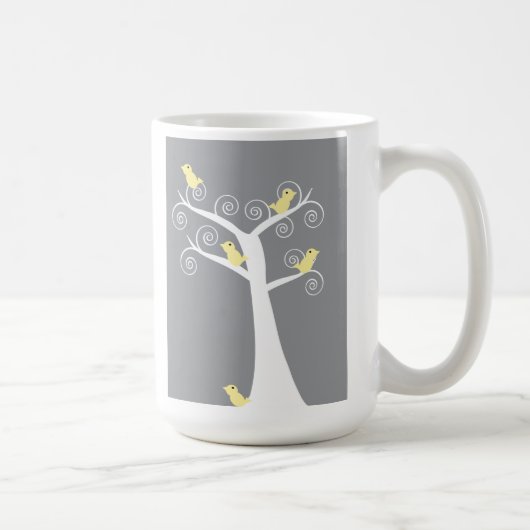 Fünf Gelbe Vögel in einer Baumhütte Tasse (Rechts)