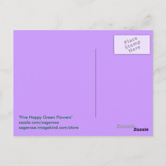 Fünf glückliche grüne Blume Postkarte (Rückseite)