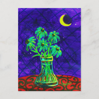 Fünf glückliche grüne Blume Postkarte