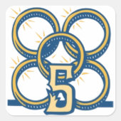 Fünf Gold Rings! Quadratischer Aufkleber (Vorderseite)