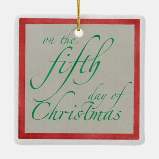 Fünf Golden Rings Square Keramikornament (Rückseite)