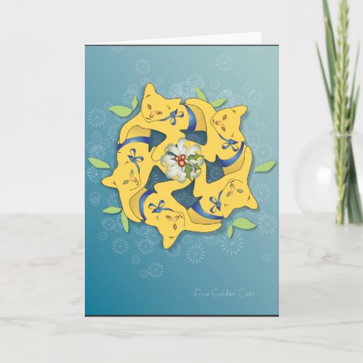 Fünf goldene Katzen... Feiertage Feiertagskarte (Vorderseite)