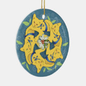 Fünf goldene Katzen... zweiseitig Keramikornament (Rechts)