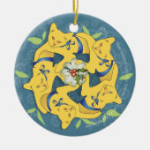 Fünf goldene Katzen... zweiseitig Keramikornament (Vorne)