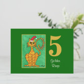 Fünf goldene Ring-niedliches Feiertagskarte (Stehend Vorderseite)