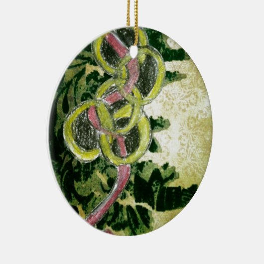 Fünf goldene Ringe Keramik Ornament (Rechts)