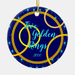 Fünf goldene Ringe - Zollspezifisches Jahr Keramik Ornament