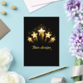 Fünf goldene Sterne auf schwarz Acryleinladungen (In Situ (Hochzeit))
