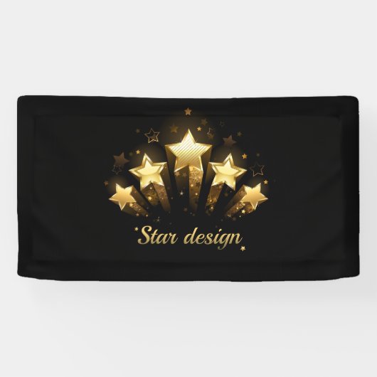 Fünf goldene Sterne auf schwarz Banner (Horizontal)