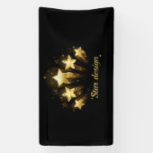 Fünf goldene Sterne auf schwarz Banner (Vertikal)