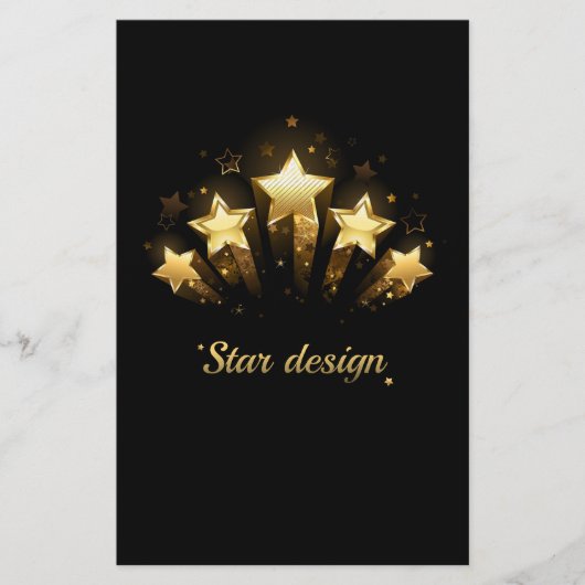 Fünf goldene Sterne auf schwarz Briefpapier (Vorderseite)