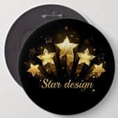 Fünf goldene Sterne auf schwarz Button (Vorne & Hinten)