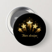 Fünf goldene Sterne auf schwarz Button (Vorne & Hinten)