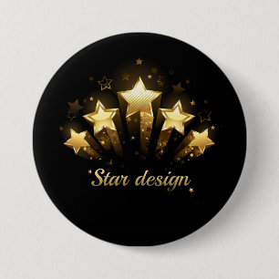 Fünf goldene Sterne auf schwarz Button
