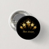 Fünf goldene Sterne auf schwarz Button (Vorne & Hinten)