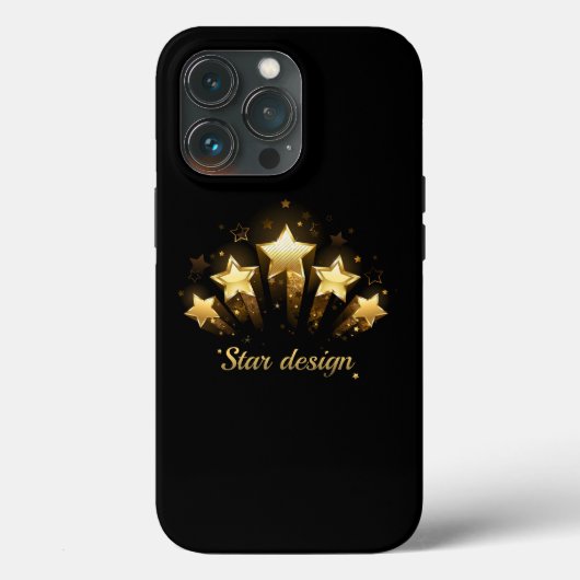 Fünf goldene Sterne auf schwarz Case-Mate iPhone Hülle (Rückseite)