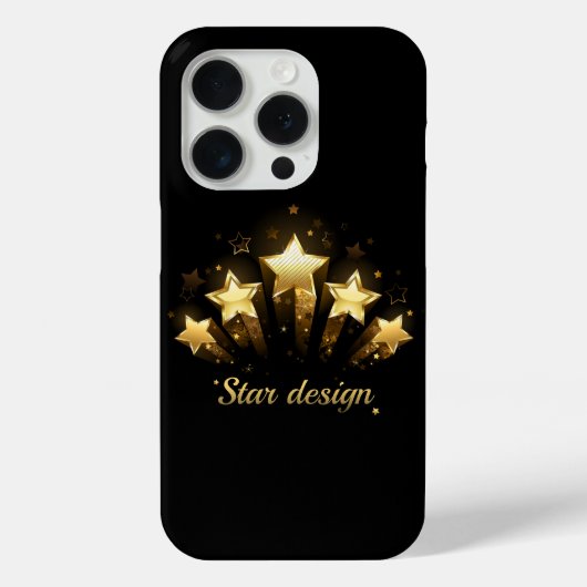 Fünf goldene Sterne auf schwarz Case-Mate iPhone Hülle (Rückseite)