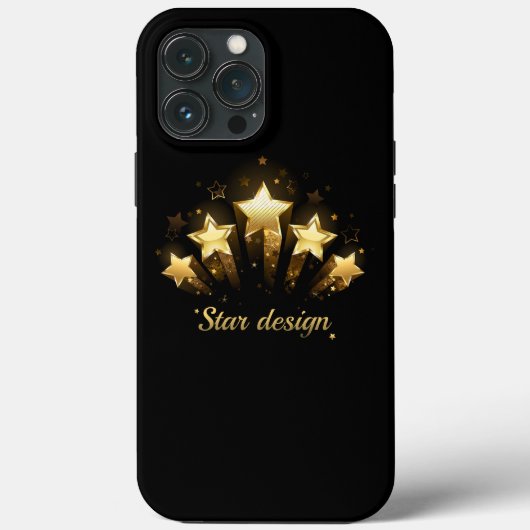 Fünf goldene Sterne auf schwarz Case-Mate iPhone Hülle (Rückseite)