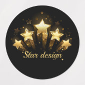 Fünf goldene Sterne auf schwarz Etiketten (Design 2)