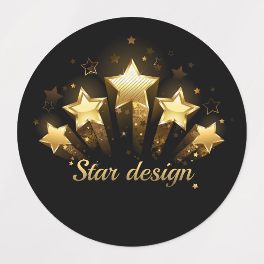 Fünf goldene Sterne auf schwarz Etiketten (Design 1)