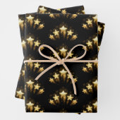 Fünf goldene Sterne auf schwarz Geschenkpapier Set (Beispiel)