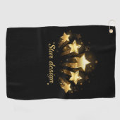 Fünf goldene Sterne auf schwarz Golfhandtuch (Horizontal)