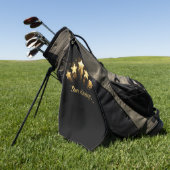 Fünf goldene Sterne auf schwarz Golfhandtuch (Gras)