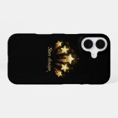 Fünf goldene Sterne auf schwarz iPhone 16 Hülle (Rückseite (Horizontal))