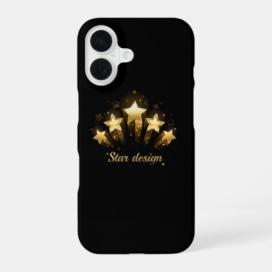 Fünf goldene Sterne auf schwarz iPhone 16 Hülle (Rückseite)