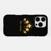 Fünf goldene Sterne auf schwarz iPhone Hülle (Rückseite (Horizontal))