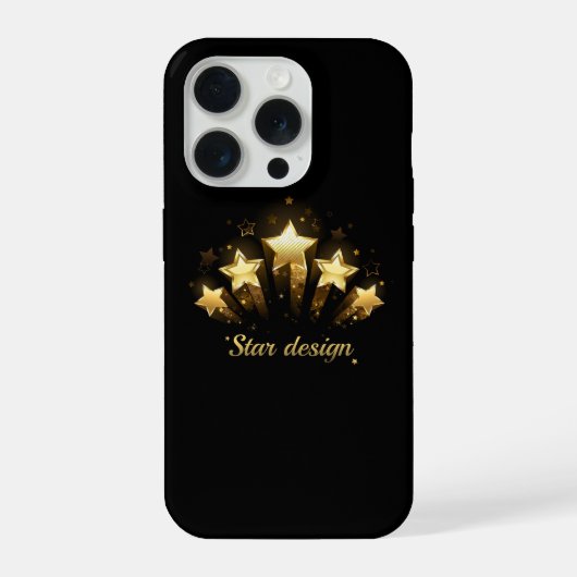 Fünf goldene Sterne auf schwarz iPhone Hülle (Rückseite)